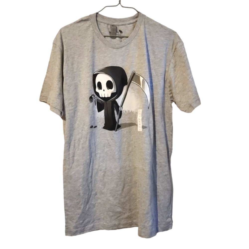 *2 for $30* TeeTurtle - Grimm Reaper T-shirt - Heather Grey